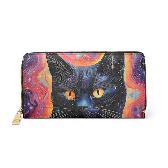 Celestial Cat Zipper Wallet | Tarot Awakened | Red - Pink - Black | Galaxy Style - Picture 6 of 6